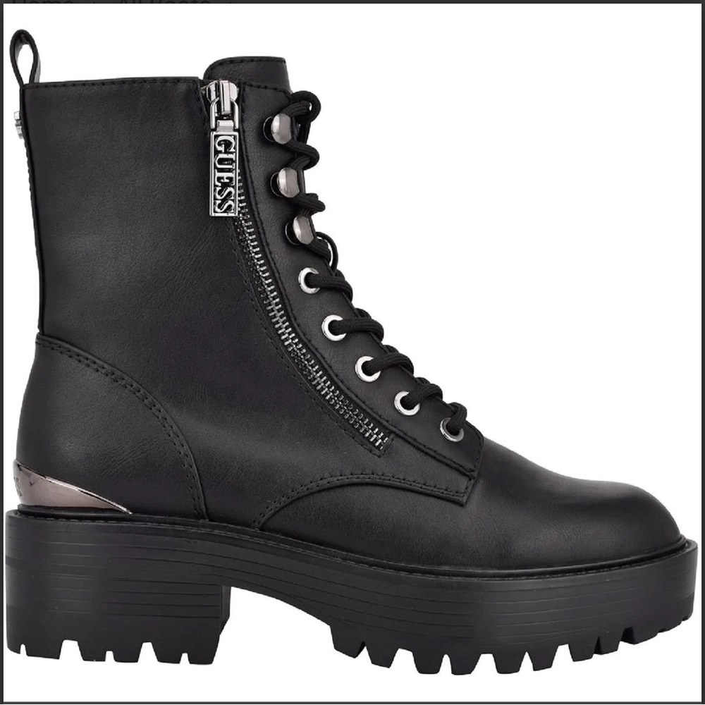 GUESS FEARNE 3 ZIPPER LACE-UP COMBAT & LACE-UP BOOTS Size 8